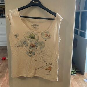 Threadless Cream Scoop Neck Tank with Ocean Bubble Graphic